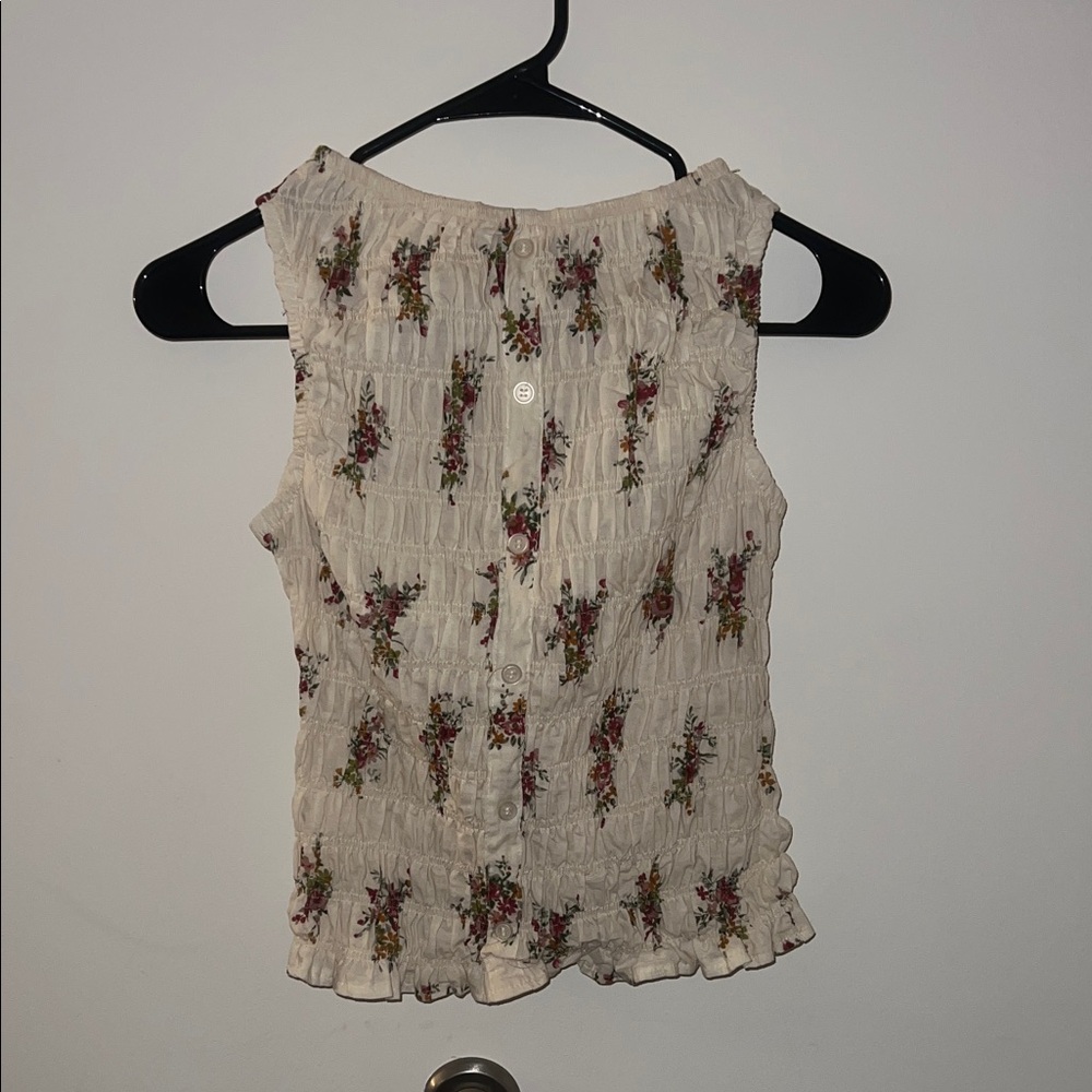 Floral Sleeveless Top - Cream